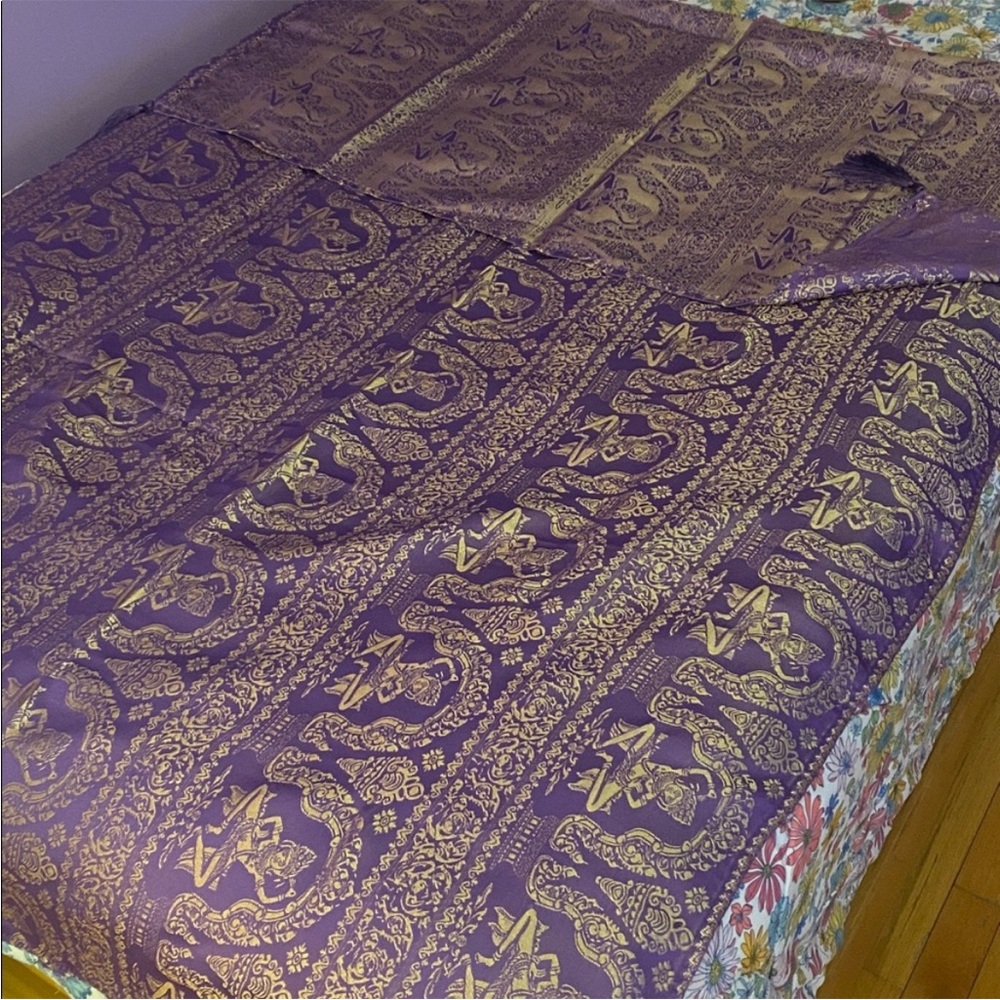 Thai Silk Purple/Gold Metallic Table Runner/Wall Hanging/Table Cloth